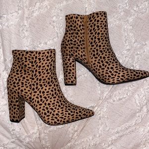 Boutique Bamboo Women’s Leopard Print High Heeled Booties, Size 10